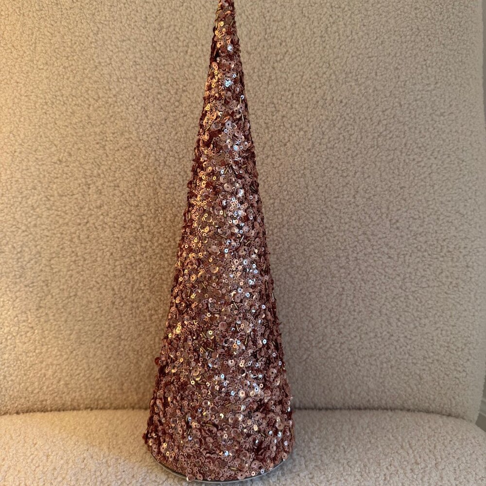 NWOT! 15" Beaded & Sequined Pink Cone Christmas Tree - Wondershop